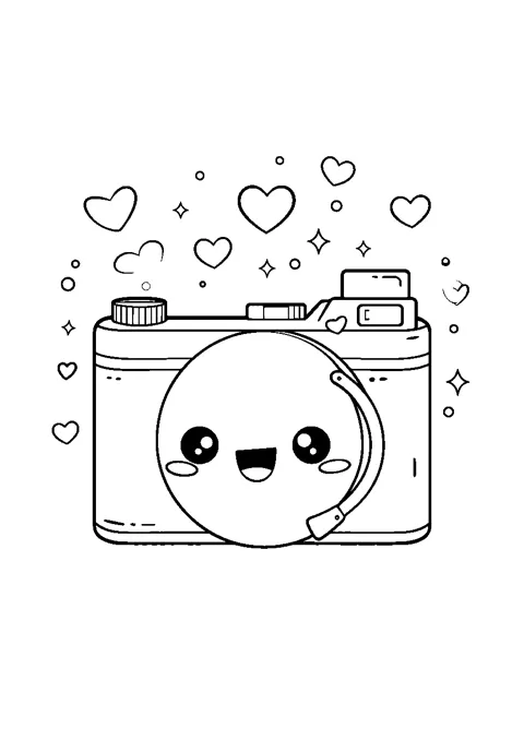 Coloriage : L'appareil photo kawaii