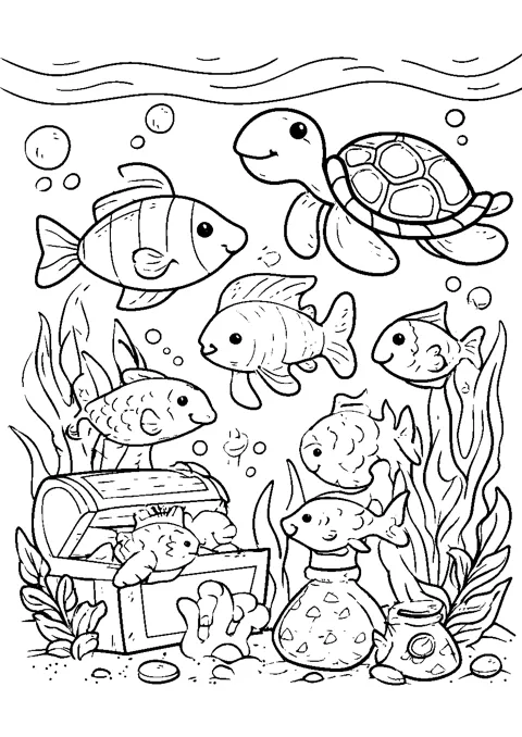 Coloriage : L'aquarium géant