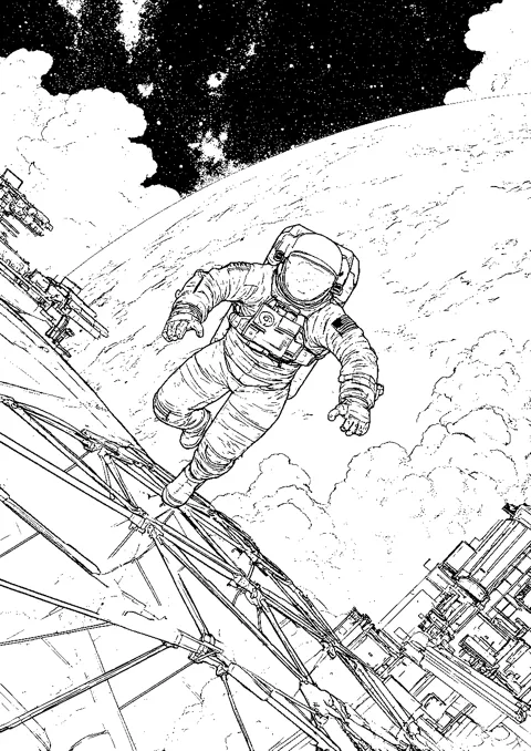Coloriage : L'astronaute en orbite