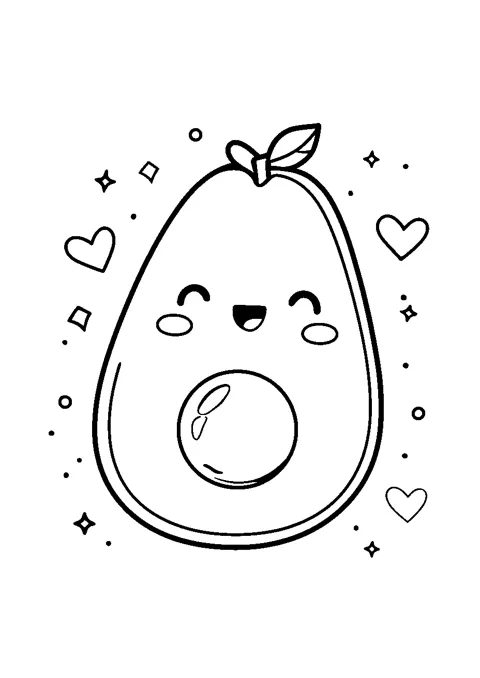 Coloriage : L'avocat kawaii