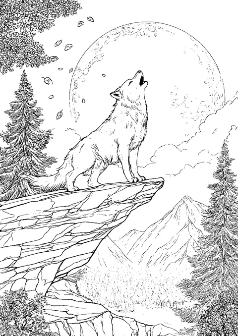Coloriage : Le chant du loup