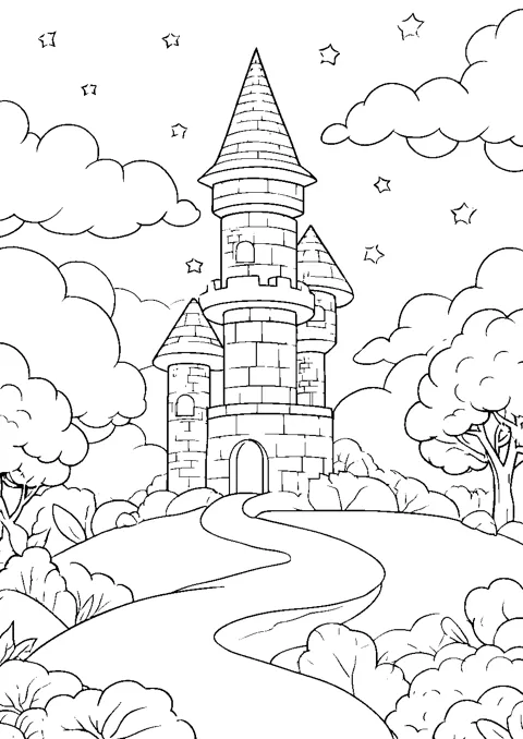Coloriage : Le château féerique