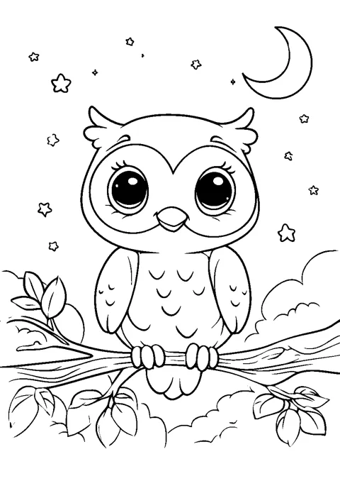 Coloriage : La chouette de la nuit