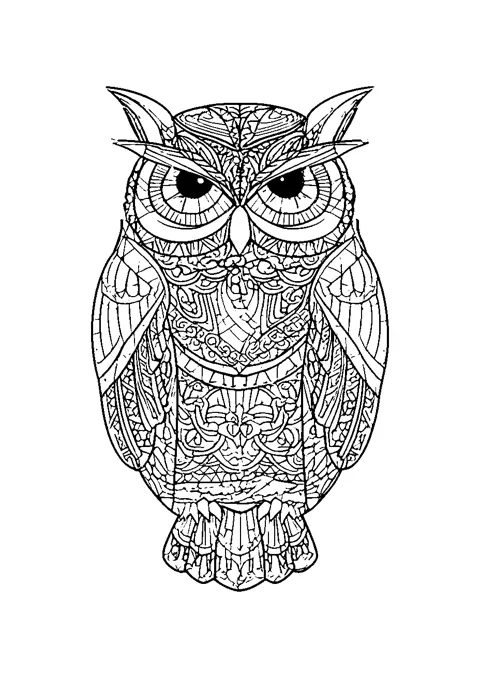 Coloriage : Le hibou à motifs