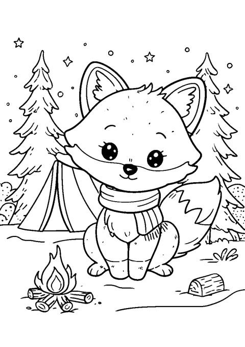 Coloriage : Lumi campe sous les étoiles