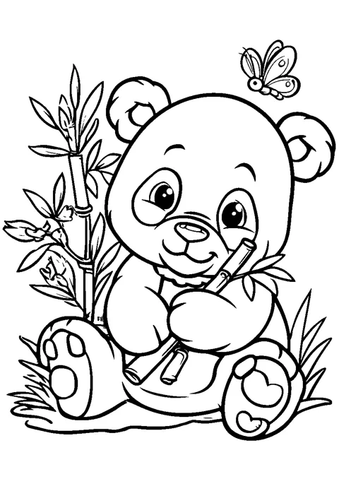 Coloriage : Le panda gourmand